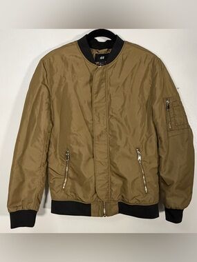 H&M Olive Green Bomber Jacket with Black Trim
